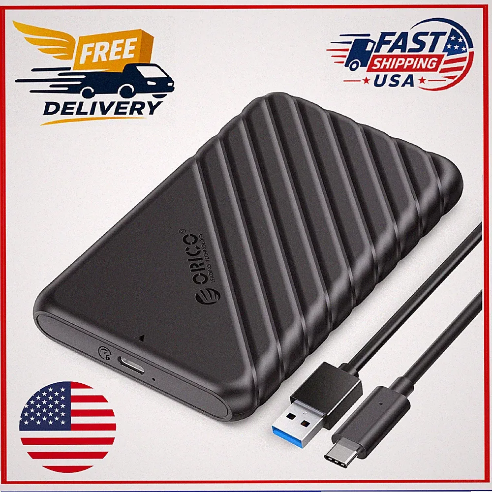 2.5" USB C Hard Drive Enclosure USB 3.1 to SATA III External HDD Case - Free USA