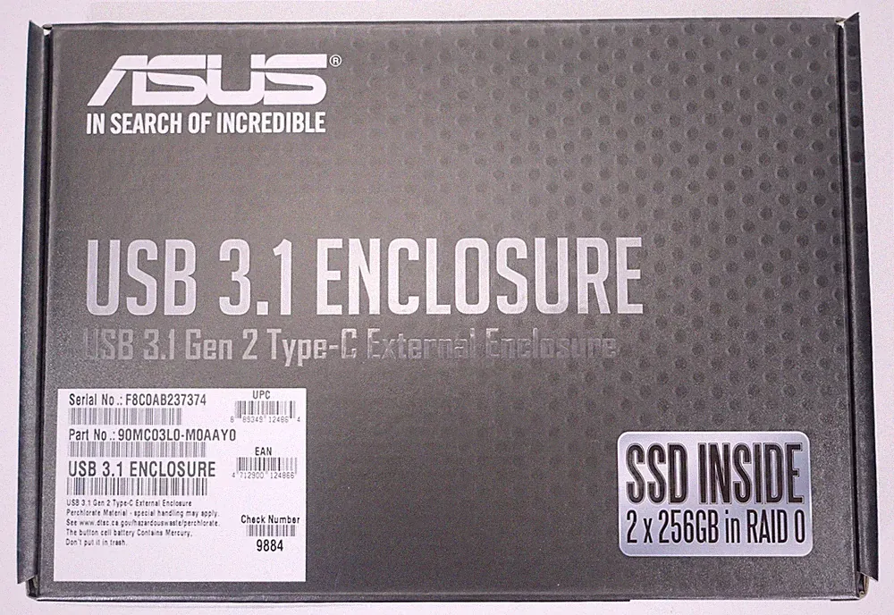 ASUS 512GB External SSD USB 3.1 Gen 2 Type-C External Drive Enclosure