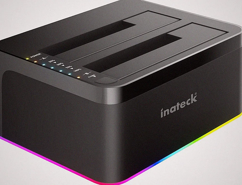 Inateck RGB USB 3.0 USB-C Port Hard Drive Docking Station, for 2.5/3.5 Inch