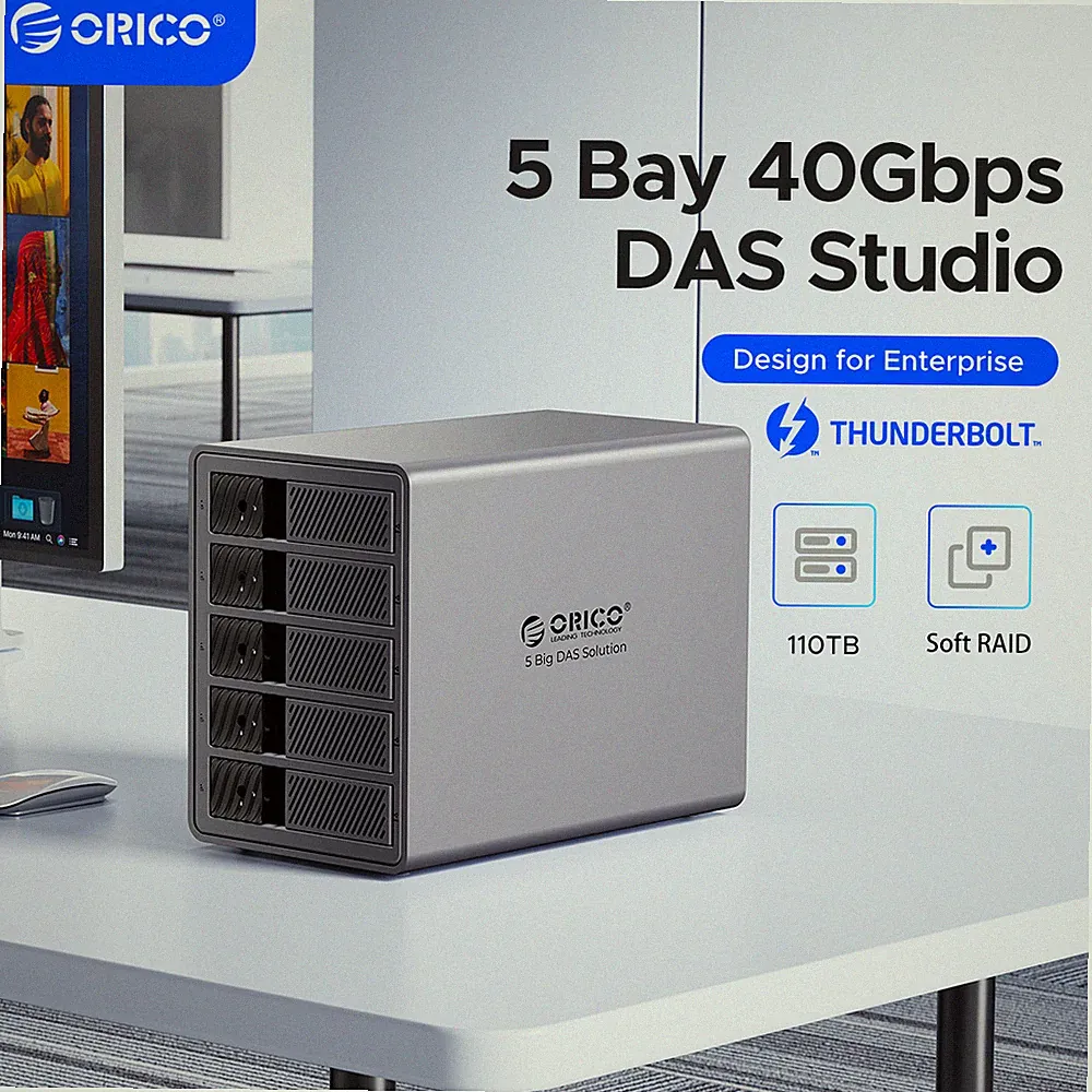 ORICO 5 Bay Hard Drive Enclosure DAS Solution Series USB3.0 110TB HDD Alu Fan