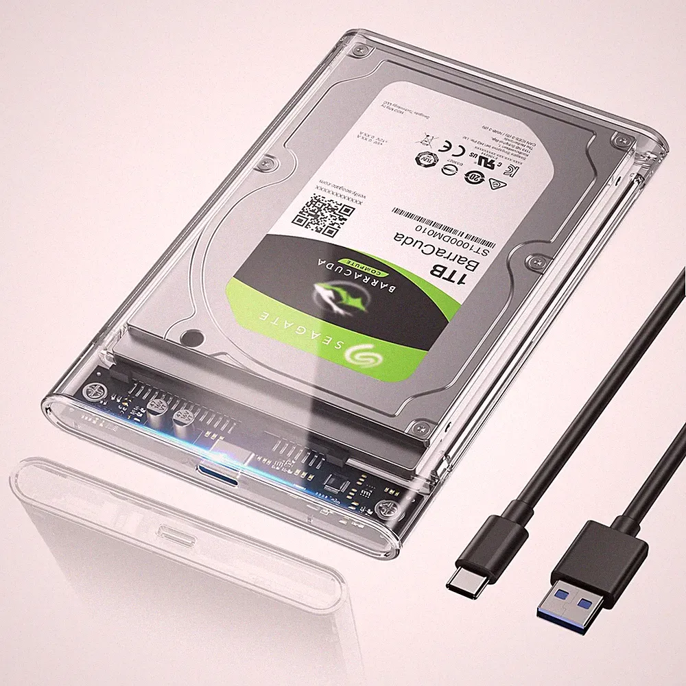 POSUGEAR 2.5'' External Hard Drive Enclosure, 6Gbps USB C 3.1 Gen transparent